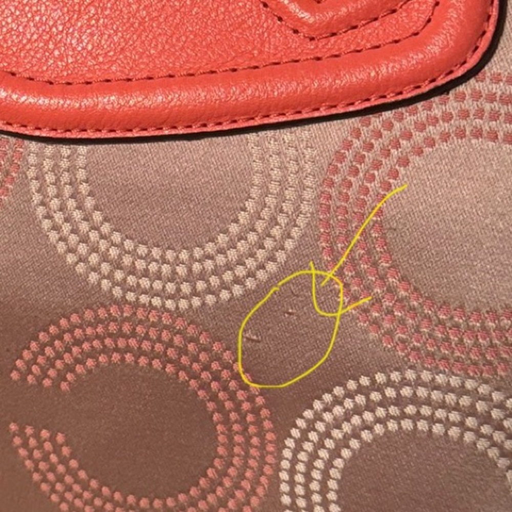 Coach Ashley Signature Tan Sateen,coral Leather Shoulder satchel Bag - Picture 11 of 11